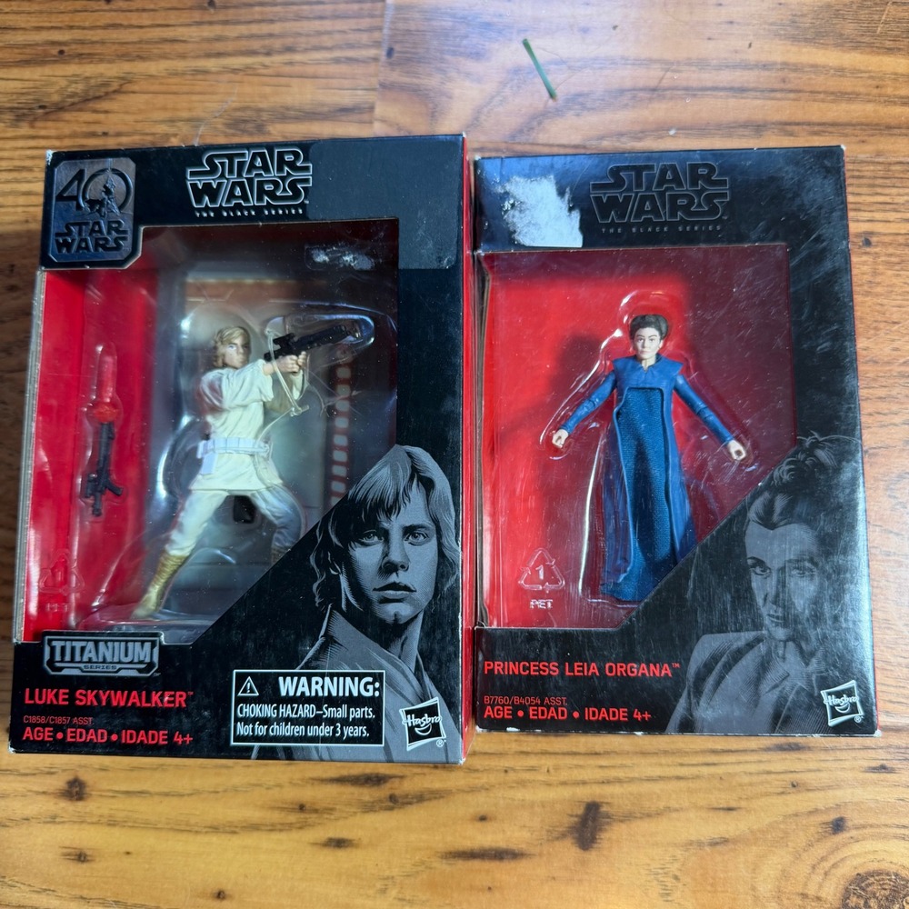 Star Wars Black Series Titanium Luke Skywalker & Princess Leia Figures Lot